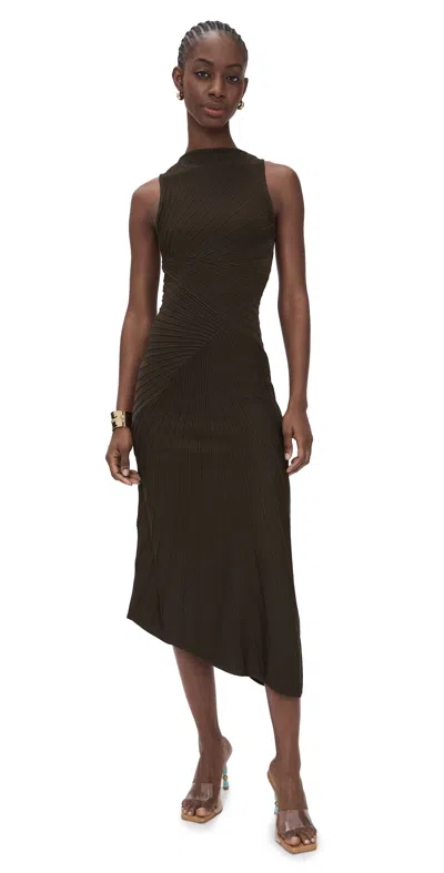 Cult Gaia Fen Knit Midi Dress In Luwak In Brown