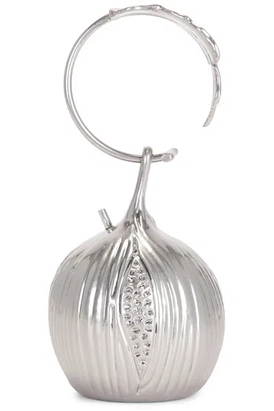 Cult Gaia Fico Pomegranate Wristlet Bag In Antique Silver