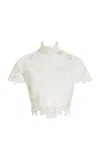 Cult Gaia Filippa Embroidered Linen Top In Off White