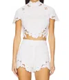 Cult Gaia Suni Embroidered Shorts In White