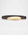 Cult Gaia Fiore Statement Buckle Leather Belt In Espresso
