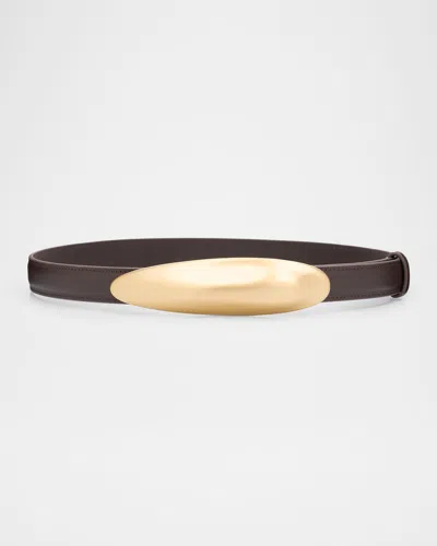 Cult Gaia Fiore Statement Buckle Leather Belt In Espresso