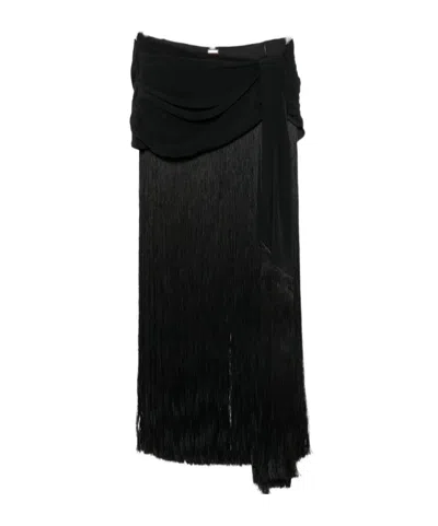 Cult Gaia Floor-length Skirt With Hem Detailing In Black