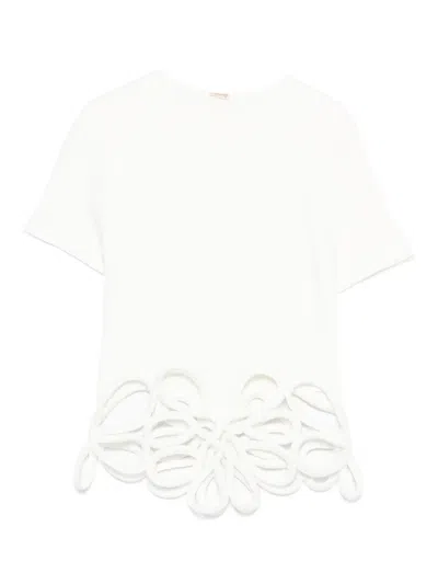 Cult Gaia Floral-lace T-shirt In White
