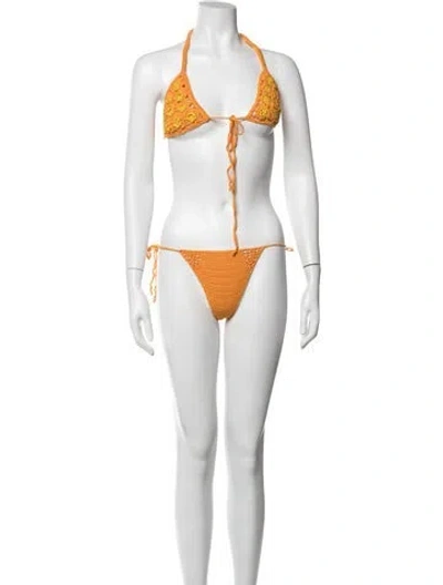 Pre-owned Cult Gaia Floral Print Bikini W/ Tags In Orange
