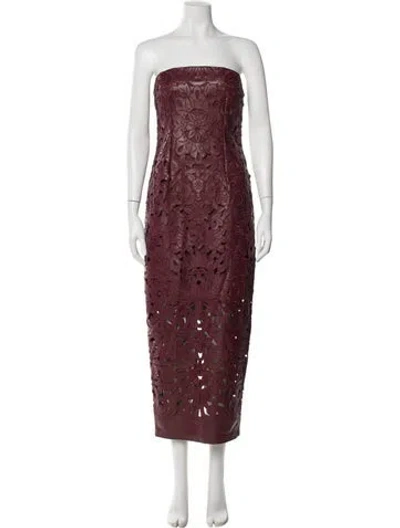 Pre-owned Cult Gaia Floral Print Long Dress In Burgundy