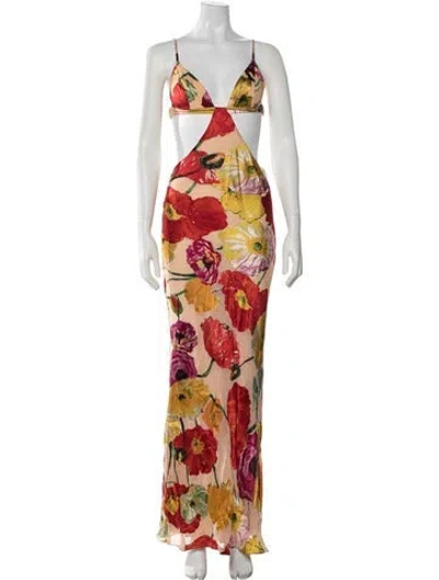 Pre-owned Cult Gaia Floral Print Long Dress In Neutrals