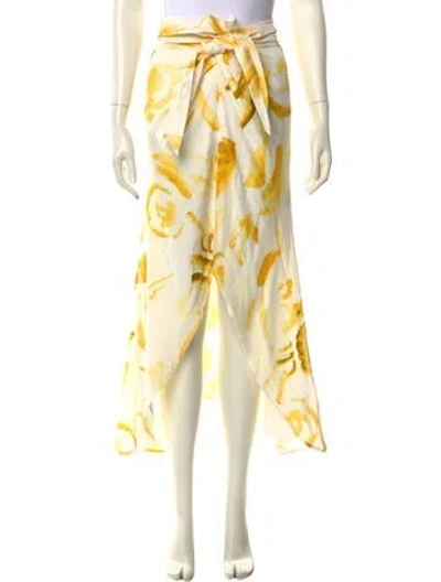 Pre-owned Cult Gaia Floral Print Midi Length Skirt In Yellow