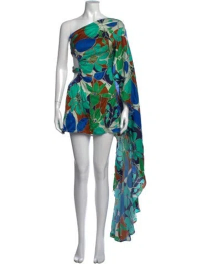 Pre-owned Cult Gaia Floral Print Mini Dress In Blue