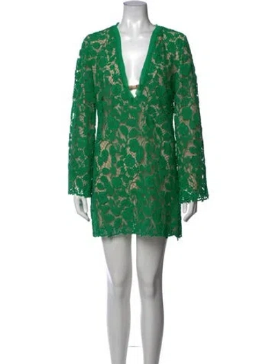 Pre-owned Cult Gaia Floral Print Mini Dress W/ Tags In Green