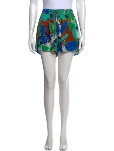 Pre-owned Cult Gaia Floral Print Mini Shorts W/ Tags In Blue