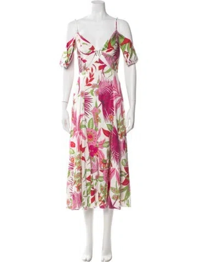 Pre-owned Cult Gaia Floral Print V-neck Top In Pink