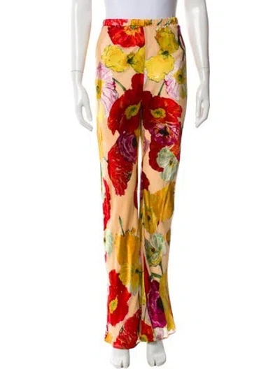 Pre-owned Cult Gaia Floral Print Wide Leg Pants In Neutral