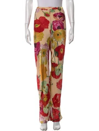 Pre-owned Cult Gaia Floral Print Wide Leg Pants In Neutral