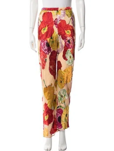 Pre-owned Cult Gaia Floral Print Wide Leg Pants In Neutral
