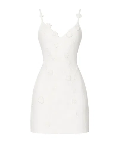 Cult Gaia Floral-appliqué Mini Dress In White