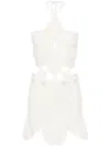 Cult Gaia Floreana Cotton Crochet Halter Mini Dress In Weiss