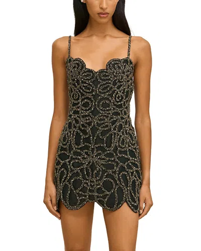 Cult Gaia Florina Silk Embellished Mini Dress In Black