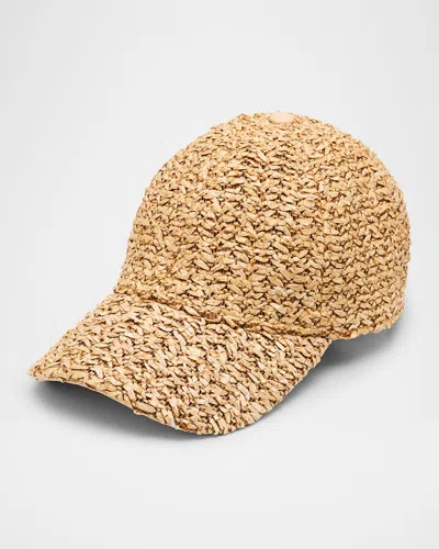 Cult Gaia Frankie Raffia Baseball Cap In Toasted Natural