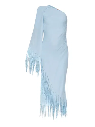 Cult Gaia Fringe-detailed One-shoulder Dress In Blue