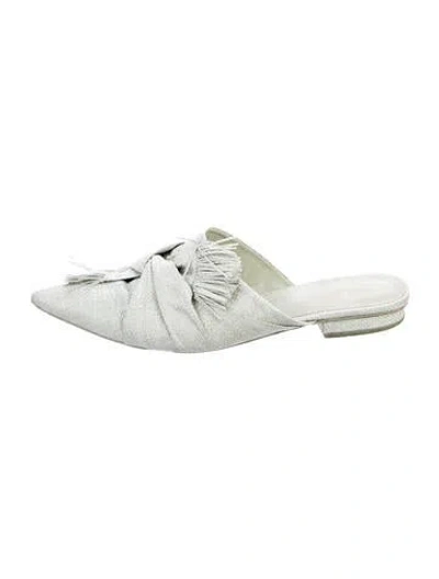 Pre-owned Cult Gaia Fringe Trim Accent Mules In Green