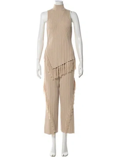 Pre-owned Cult Gaia Fringe Trim Accent Pant Set In Neutral