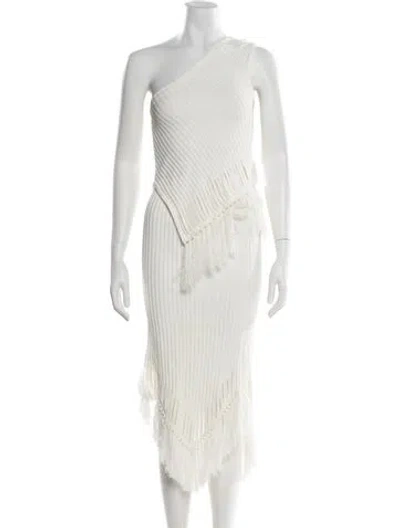 Pre-owned Cult Gaia Fringe Trim Accent Skirt Set In White