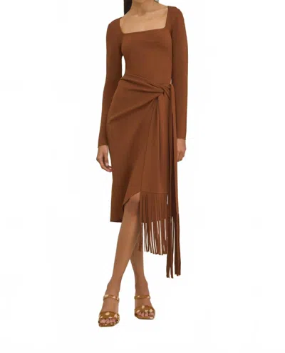 Cult Gaia Lera Fringed Midi Dress In Brown