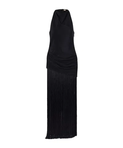 Cult Gaia Noosha Fringed Silk Halterneck Maxi Dress In Pink