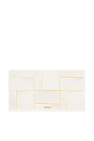 Cult Gaia Galleria Logo Engraved Clutch Bag In White