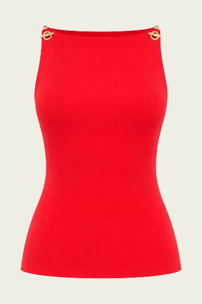 Cult Gaia Georgette Knit Top In Ghermez In Red