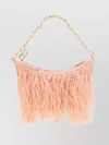 Cult Gaia Gia Feather Shoulder Bag Chain Detail In Pink