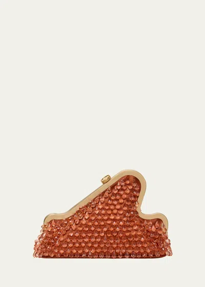 Cult Gaia Giana Beaded Clutch Bag In Currant