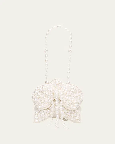 Cult Gaia Giula Pearlescent Flower Wristlet In White