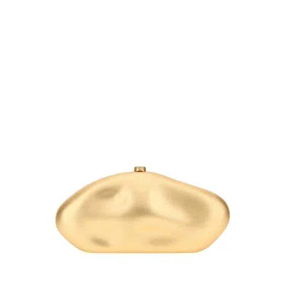 Cult Gaia Gold Nappa Leather Caldera Clutch Brass Borse A Mano