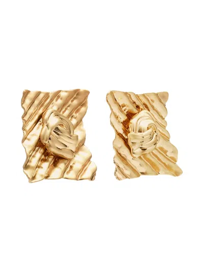 Cult Gaia Gold Textured Square Knot Earrings