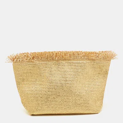 Pre-owned Cult Gaia Gold Woven Foil Fabric Shanti Clutch