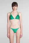 Cult Gaia Golda Embellished Bikini Top In Green