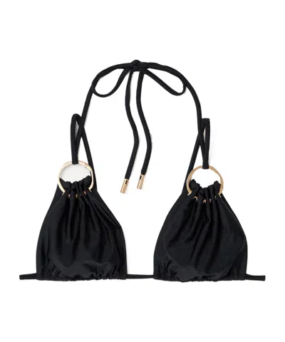 Cult Gaia Golda Embellished Bikini Top In Black