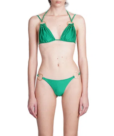 Cult Gaia Golda Embellished Bikini Top In Green