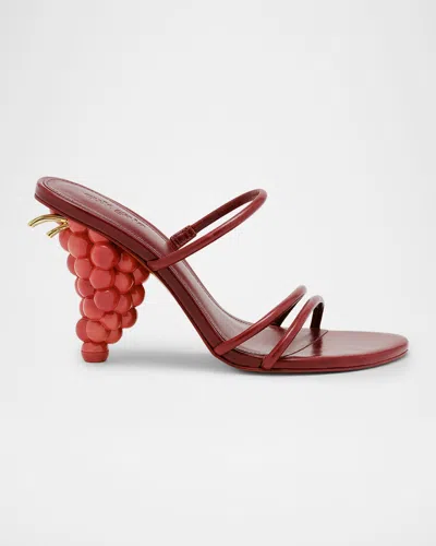 Cult Gaia Grape Leather Sandals In Red