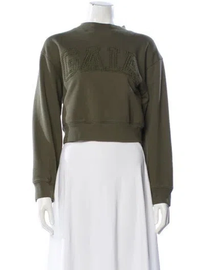 Pre-owned Cult Gaia Graphic Print Mock Neck Sweatshirt In Green