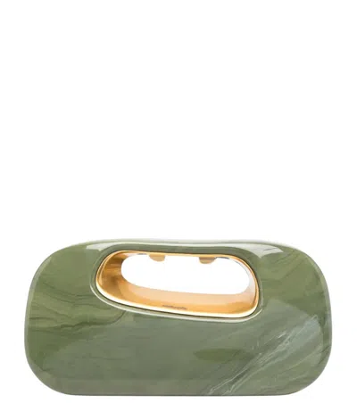 Cult Gaia Amara Marbled-effect Clutch Bag In Green
