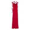 Cult Gaia Nymeria Open-back Organza-trimmed Silk-blend Satin Maxi Dress In Red
