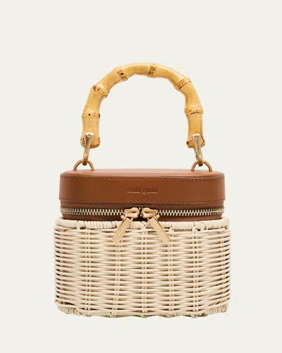 Cult Gaia Gwyneth Raffia & Leather Crossbody Bag In Brown