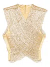 Cult Gaia Haisley Beaded Crossover Top In Gold