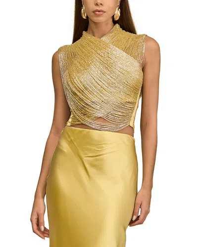Cult Gaia Haisley Beaded Draped Top In Yellow