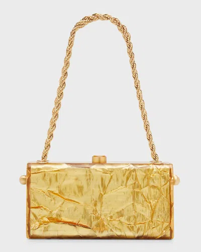 Cult Gaia Hajar Crinkled Acrylic Chain Shoulder Bag In Gold