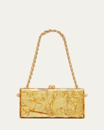Cult Gaia Hajar Crinkled Acrylic Chain Shoulder Bag In Gold