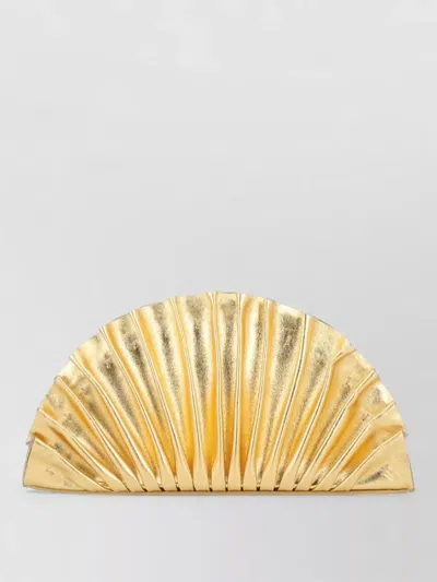 Cult Gaia Half Moon Metallic Pleated Clutch Bag In Gold